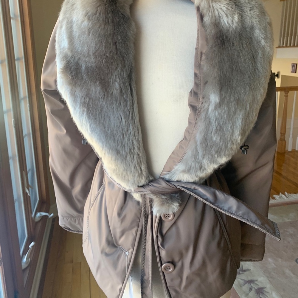 Nylon Jacket with faux fur collar
